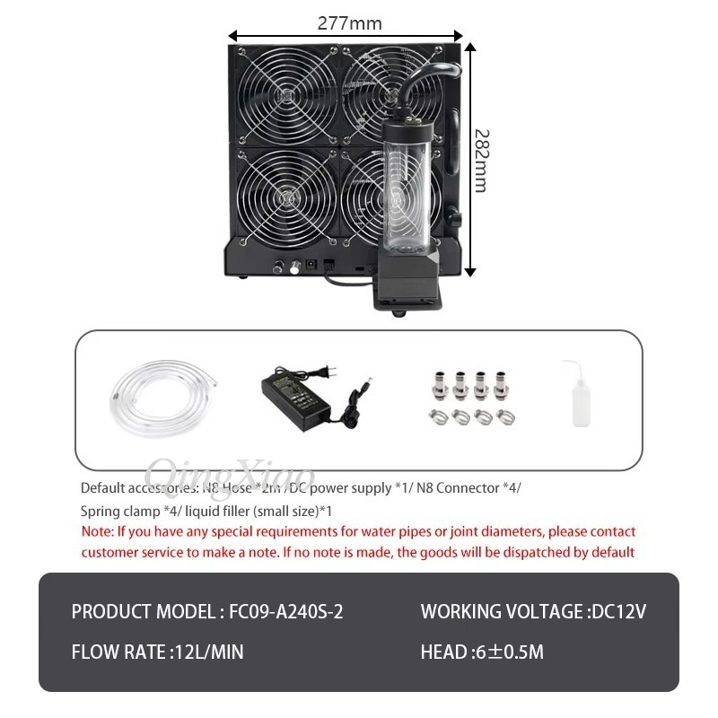 4 Fan Radiator Pump And Water  - đánh giá và giá External Radiator Water Cooling Kit